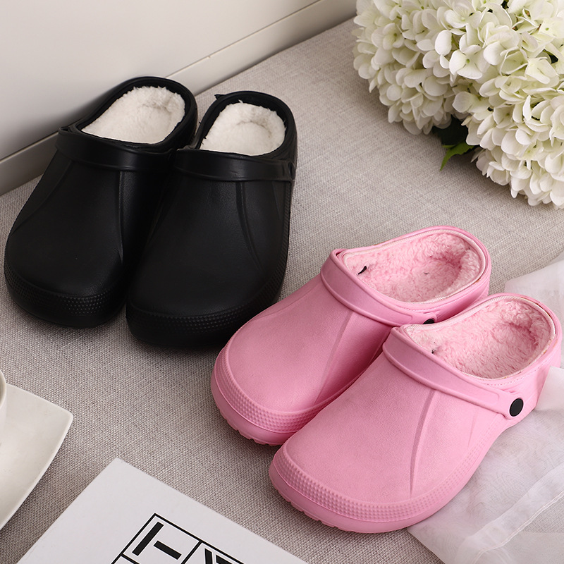 Ladies Cotton Fur Garden Clogs Slip On Womens And Mens Slipper