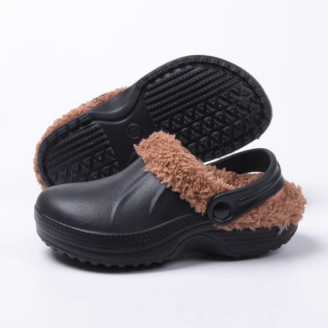 Ladies Cotton Fur Garden Clogs Slip On Womens And Mens Slipper